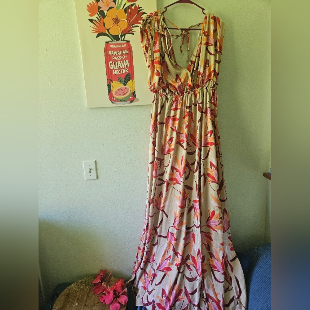 Mahina Pink and Cream Maxi Sundress